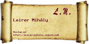 Leirer Mihály névjegykártya